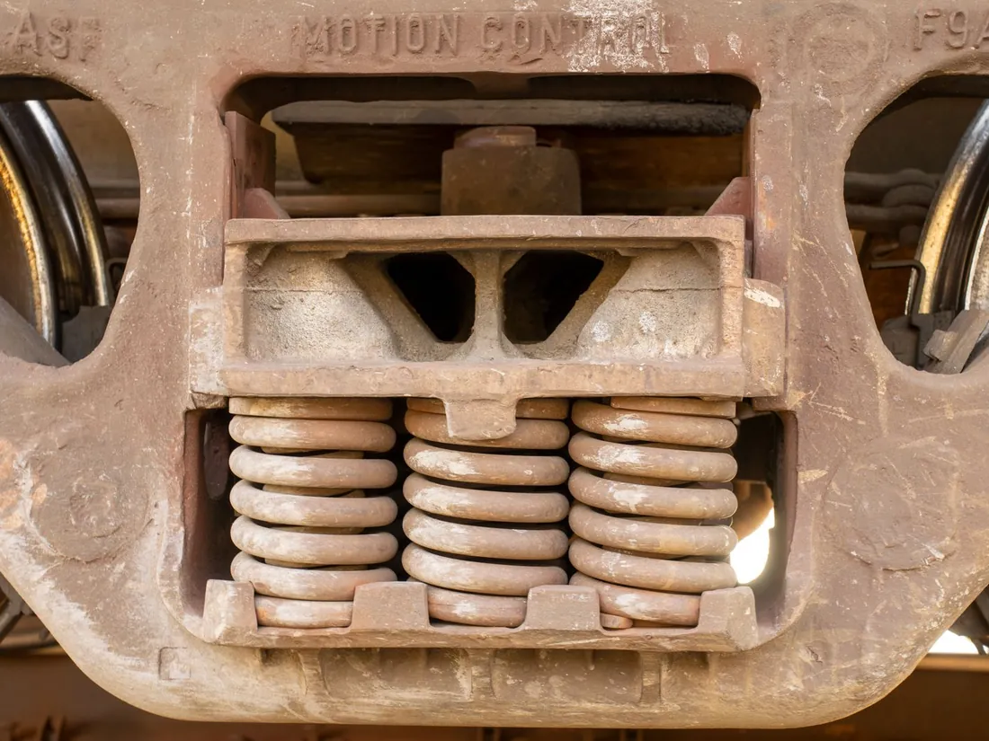 Nested heavy-duty compression springs in a railway bogie