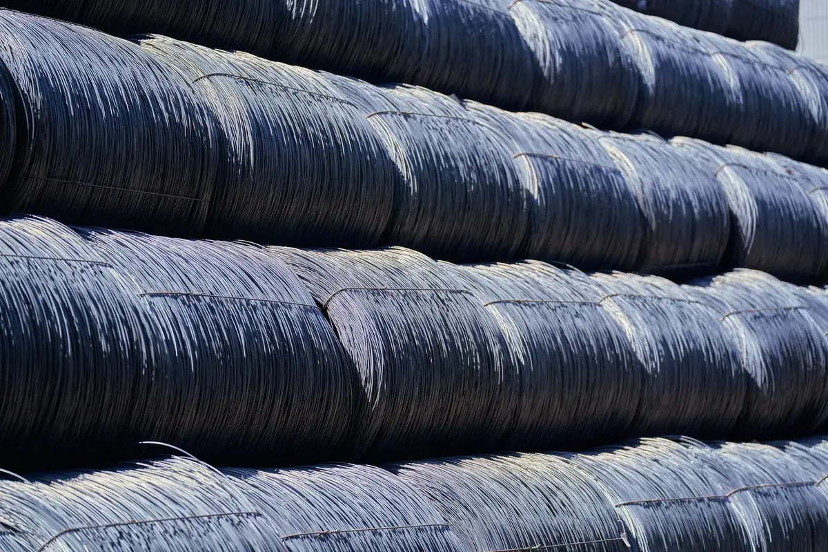 Stacked coils of mild steel wire rod