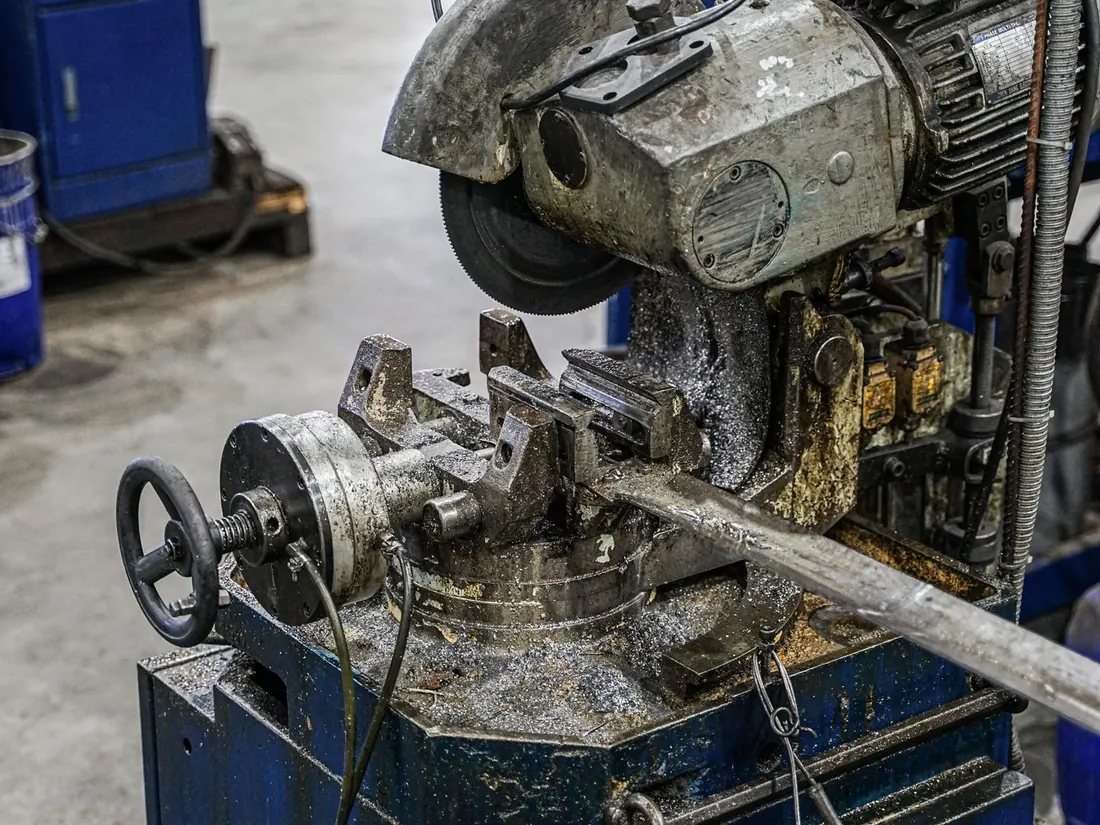 A wire bending machine on a workshop floor