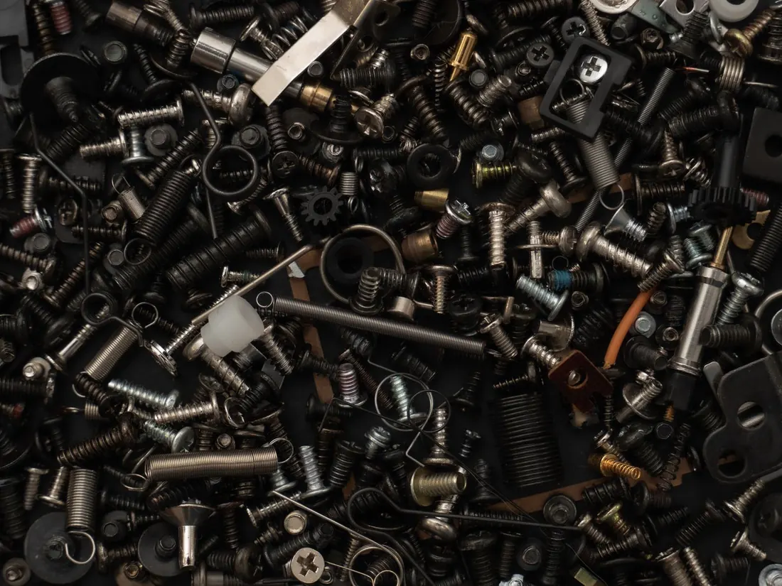 Assorted steel fasteners, clips and springs
